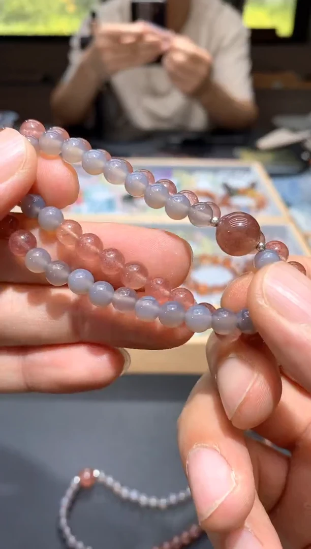 水晶手链未镶嵌草莓晶双圈手链