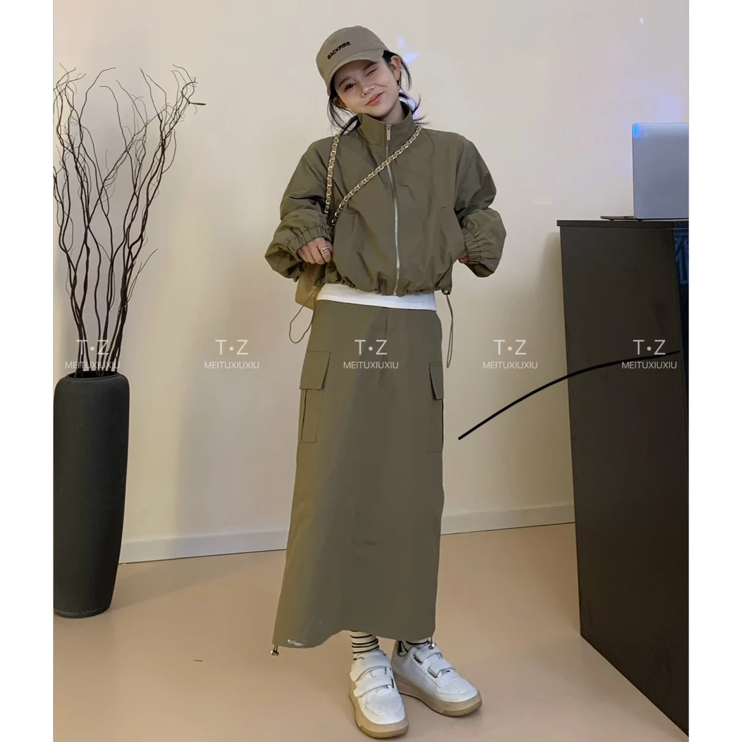 【清仓只出不进】~150小个子[酷拽甜妹]抽绳短款两件套B209