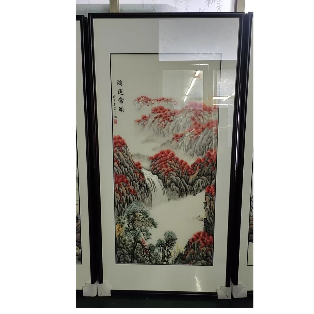 苏绣玄关90*180大尺寸新中式刺绣单幅装饰画