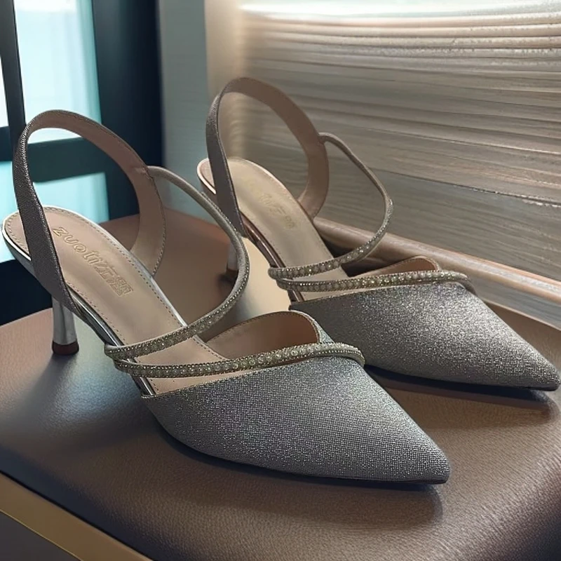 夏季时尚包头高跟凉鞋左题6238