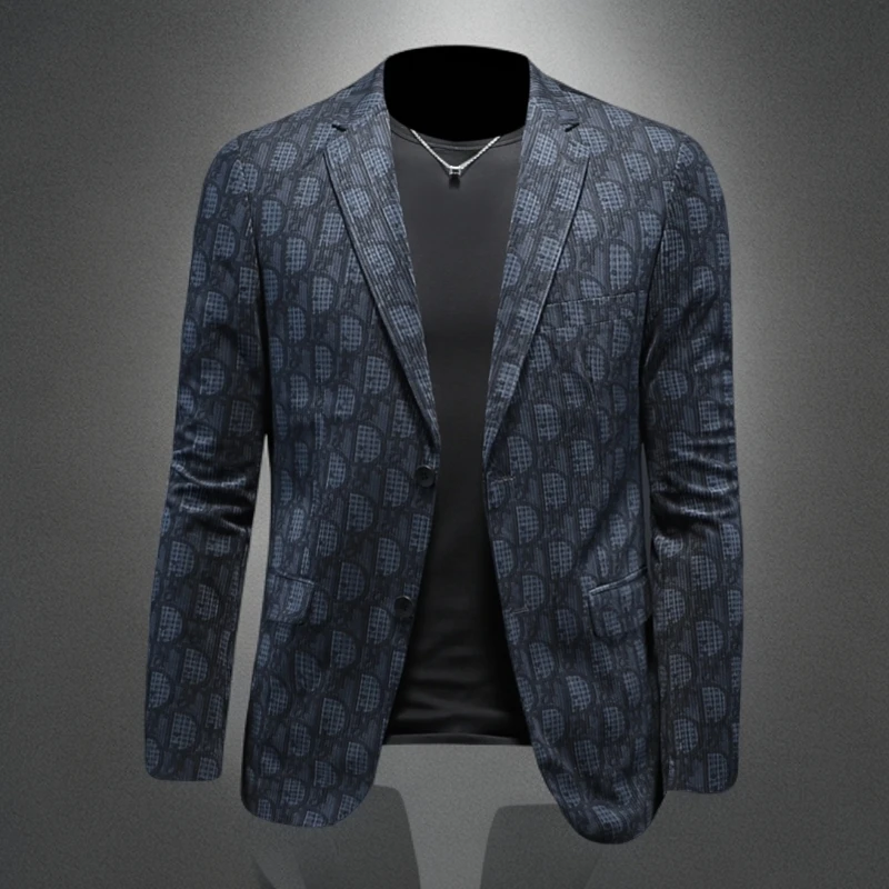 高级感灯芯绒西服男士春秋季新款单西修身英伦商务休闲西装外套潮