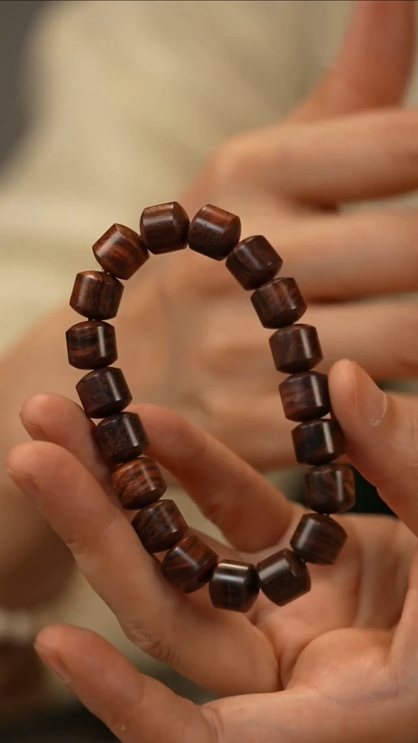 黄花梨/降香黄檀手串/手链1.0桶珠瑕疵单圈-299