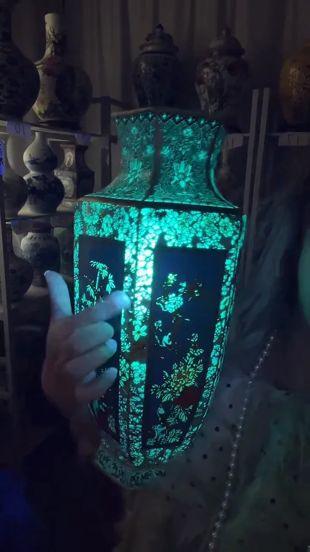 摆件景德镇六方景泰蓝夜光