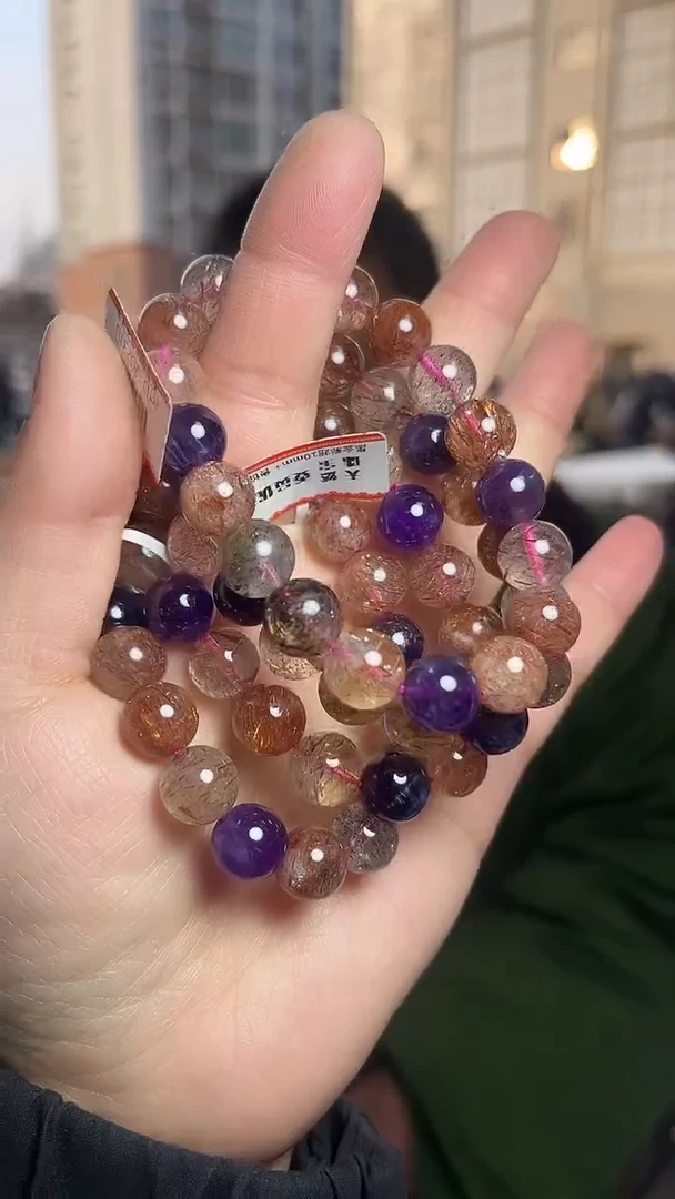 【闪购商品】水晶手链未镶嵌天然黑金彩超手串多样性发一10mm