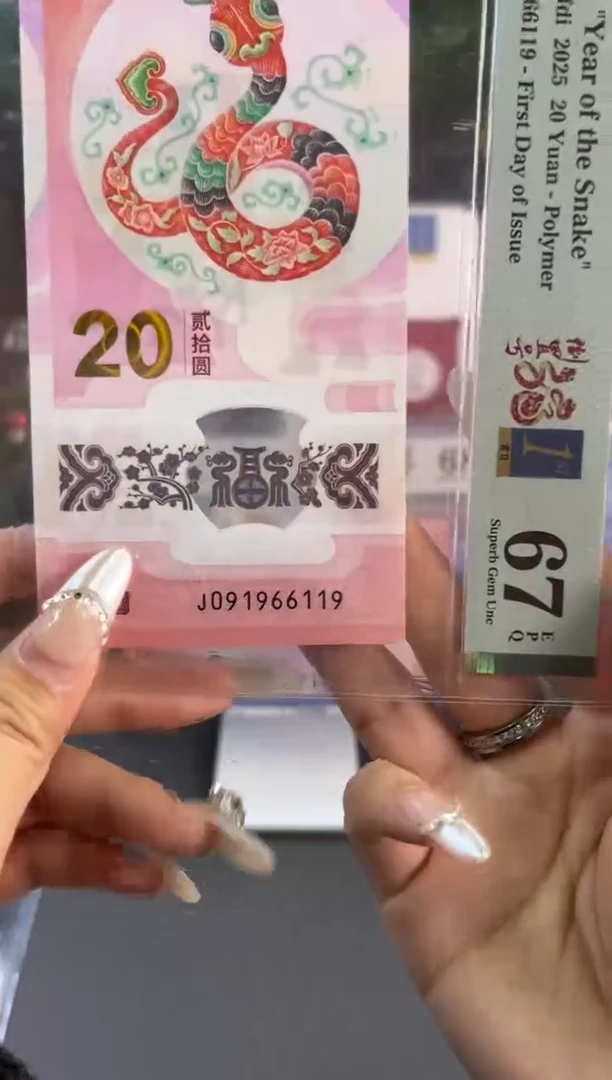 塑料蛇钞倒置PMG67分尾119 满号