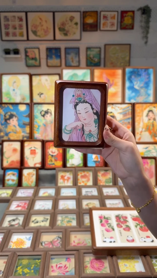 国画紫衣观音 手绘国画4