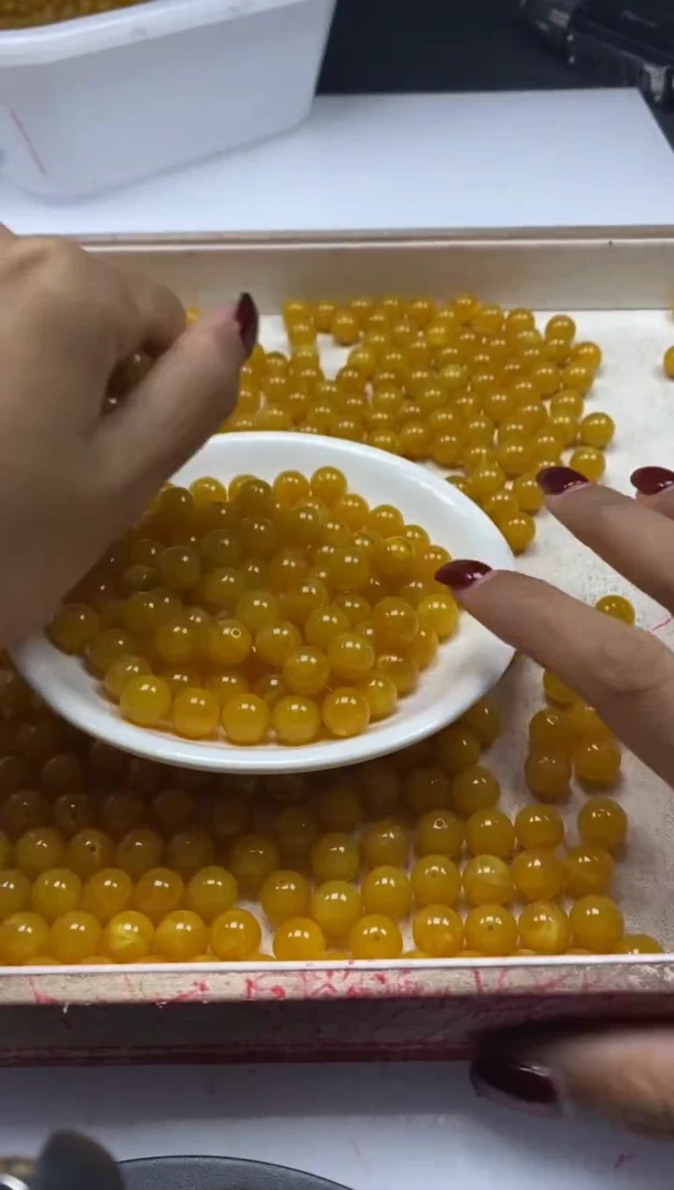 【闪购商品】蜜蜡颈饰未镶嵌w1546蜜蜡鸡油黄10mm*10颗