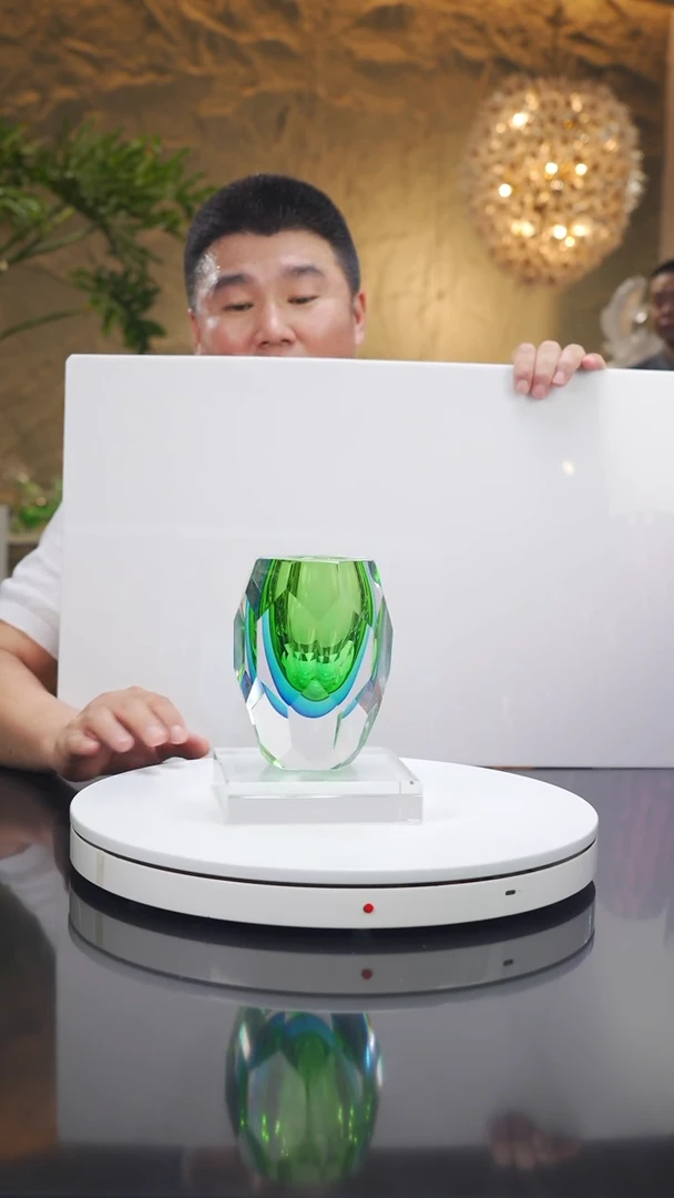 琉璃手工艺品福利蓝绿切面花瓶香薰瓶