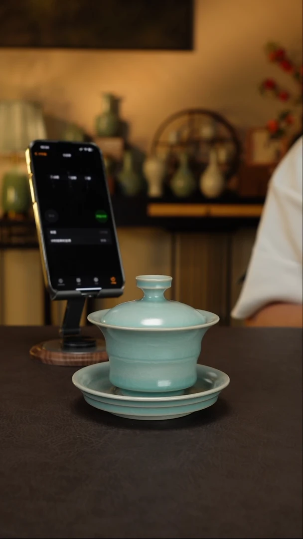 杯子茶**白竹节三才盖碗无款 开播放漏~