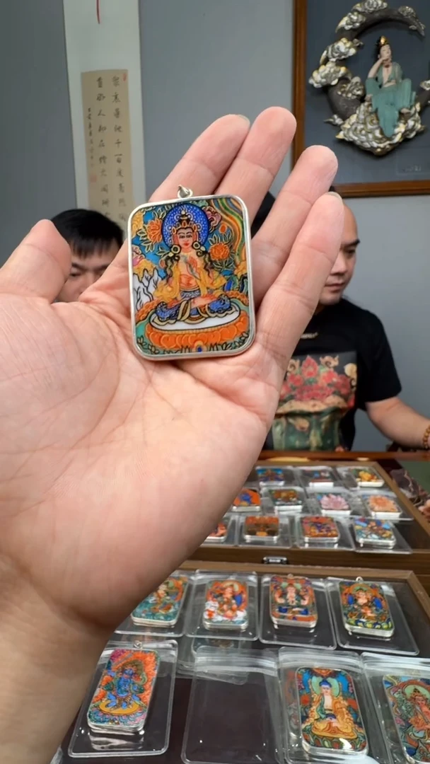 瓷片@@九觉堂唐卡虚空方牌一个