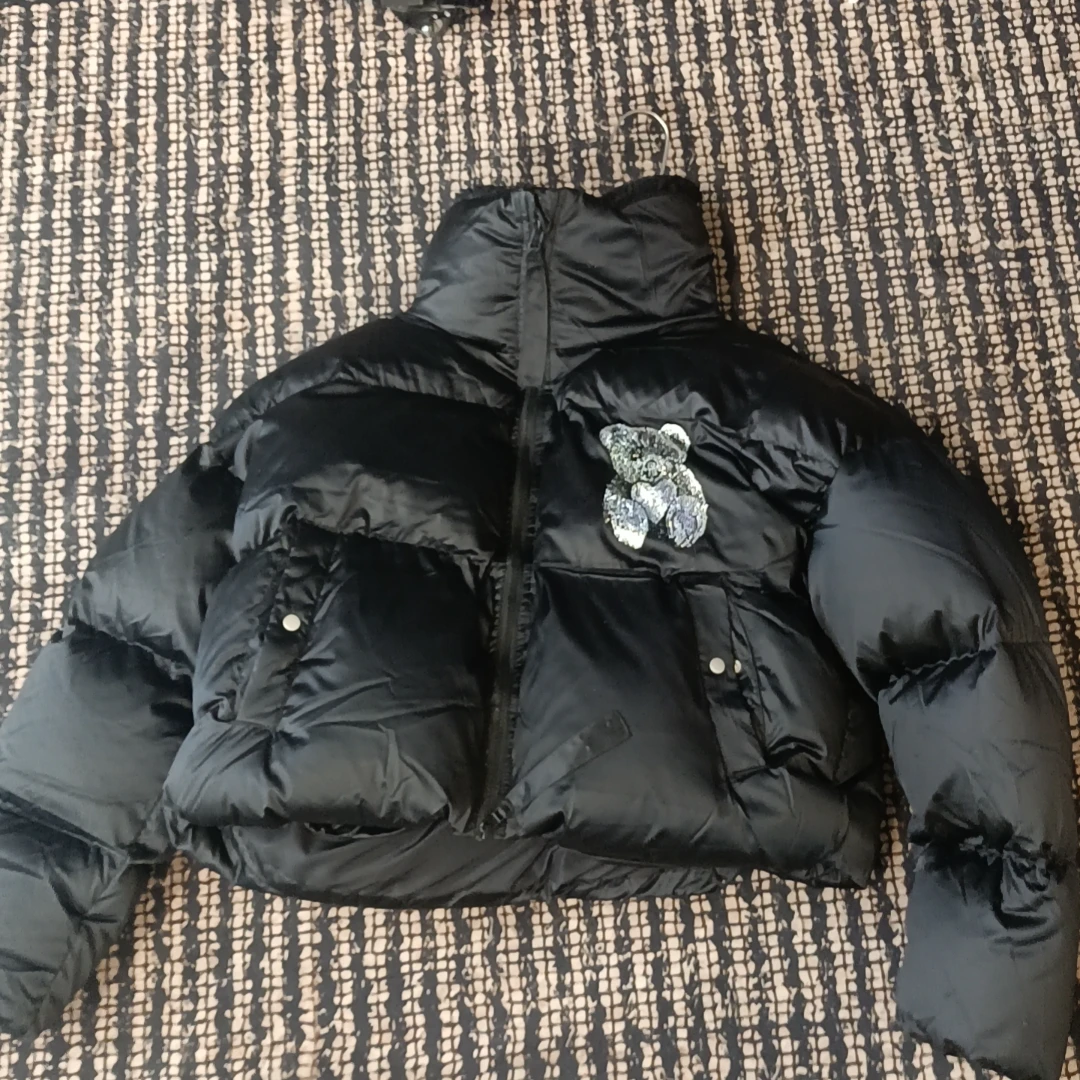 轻奢-TCH潮牌炫彩烫钻休闲通勤短款宽松立领羽绒服T72D19E9051