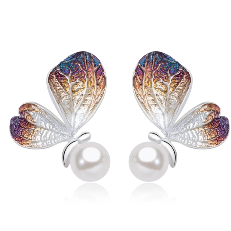 阮仕珍珠【翩翩系列】淡水珍珠耳饰7.5-8mm正圆极微瑕欧若风