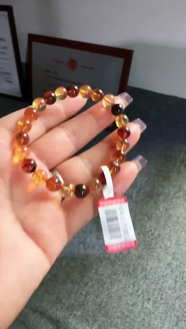 未镶嵌琥珀手串#1微瑕缅甸琥珀多宝手串7mm