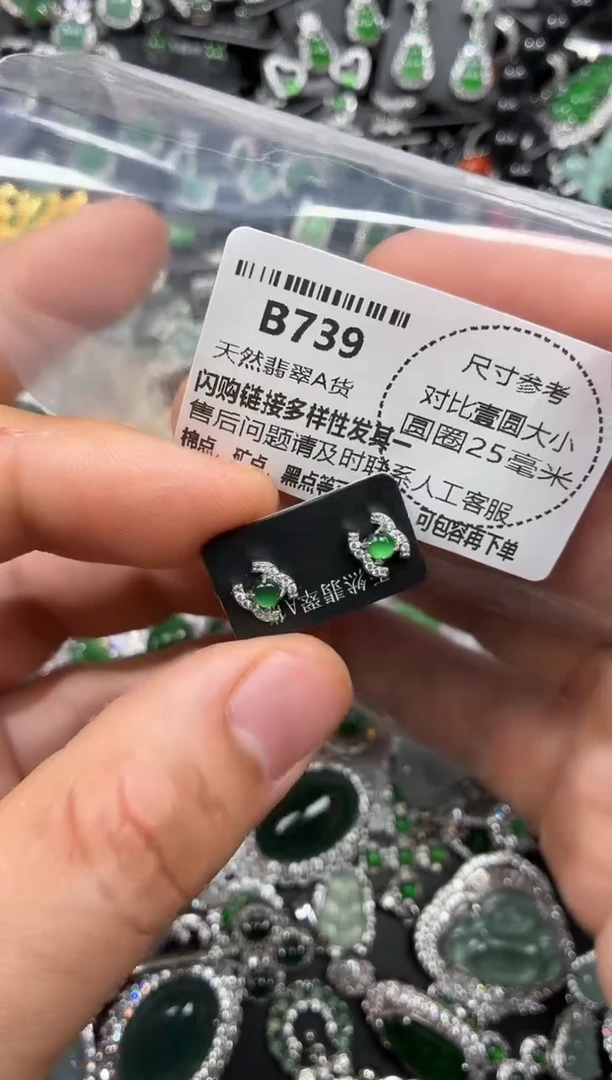 颈饰未镶嵌翡翠B739耳钉