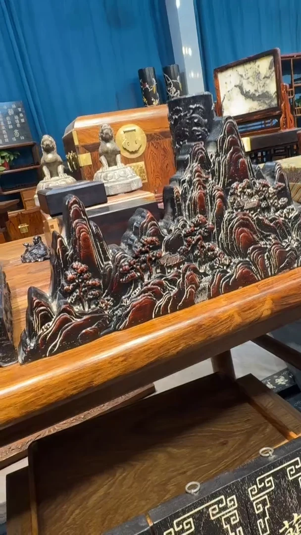 木紫檀黄山摆件邵氏紫檀木艺