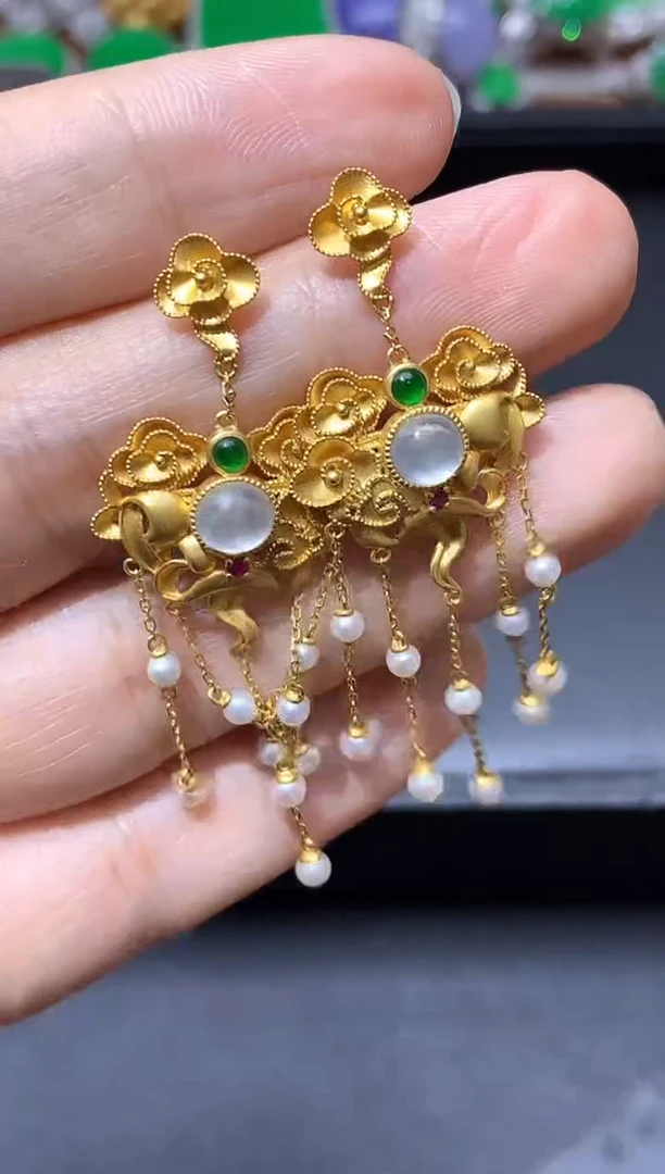 18K金镶嵌翡翠耳饰623-中国好珍宝1