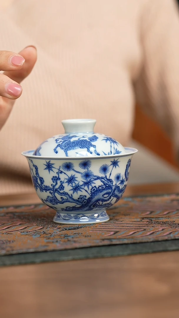 【闪购商品】望月怀古 松竹梅麒麟盖碗