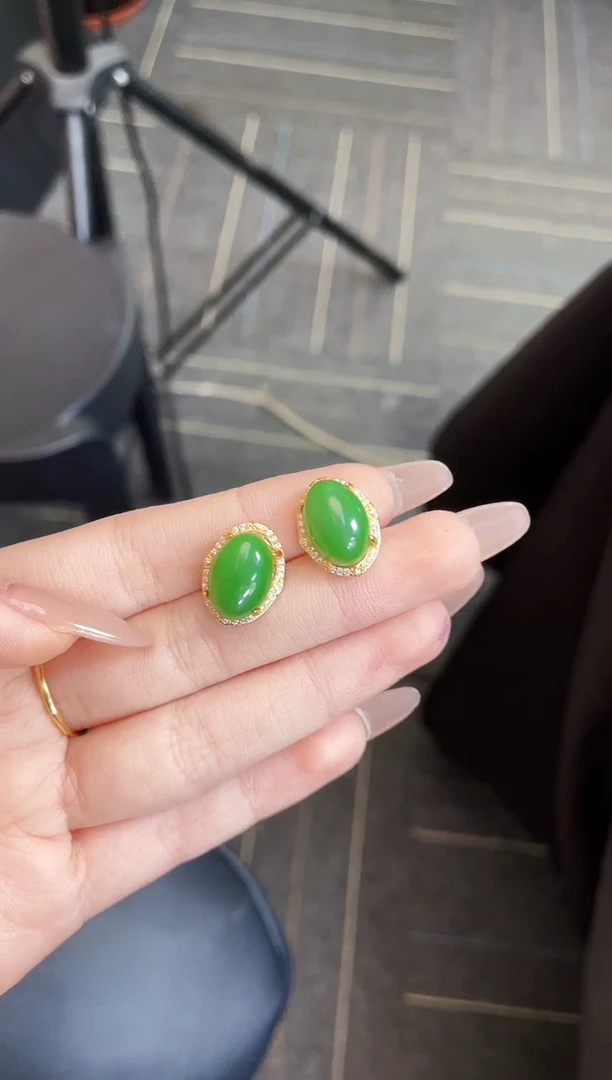 和田玉银S925镶嵌颈饰多样性发一/耳钉