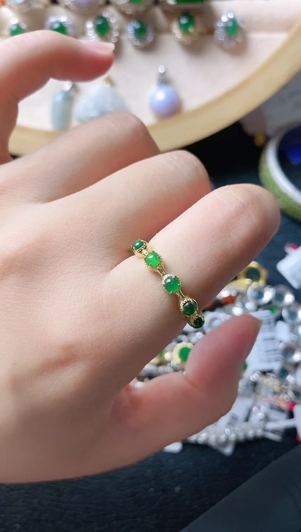 翡翠戒指银S925镶嵌1111