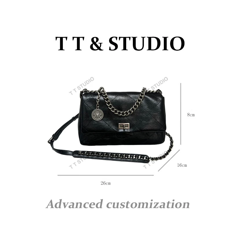 【TT Studio】ZT-D7088-黑色RAIN.CUN简约腋下斜跨轻奢女包