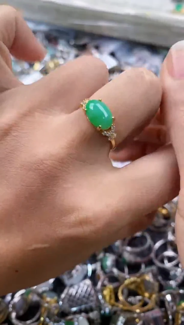 银S925镶嵌戒指翡翠3333---1