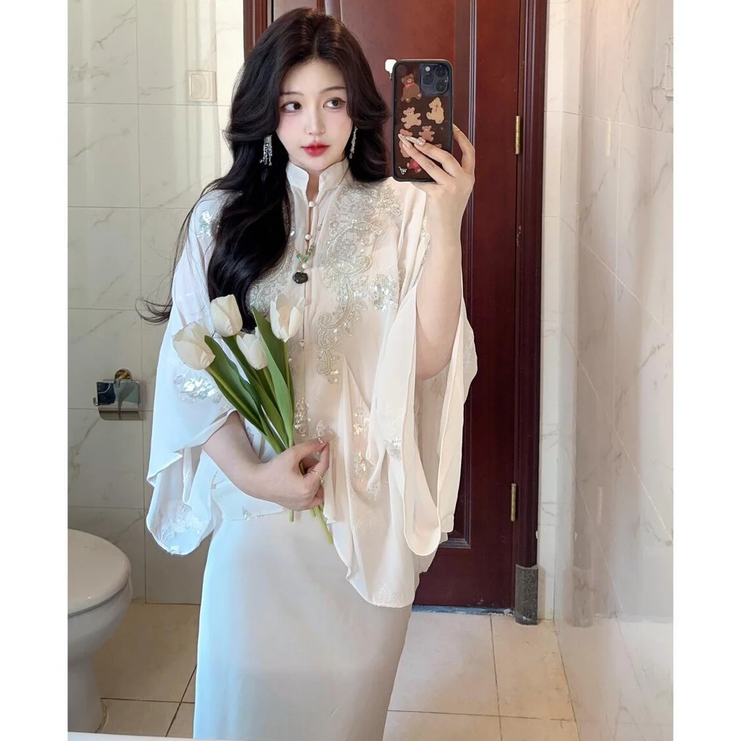 夏季新款新中式汉服女国风套装短裙宽松外套打底上衣半身裙一整套