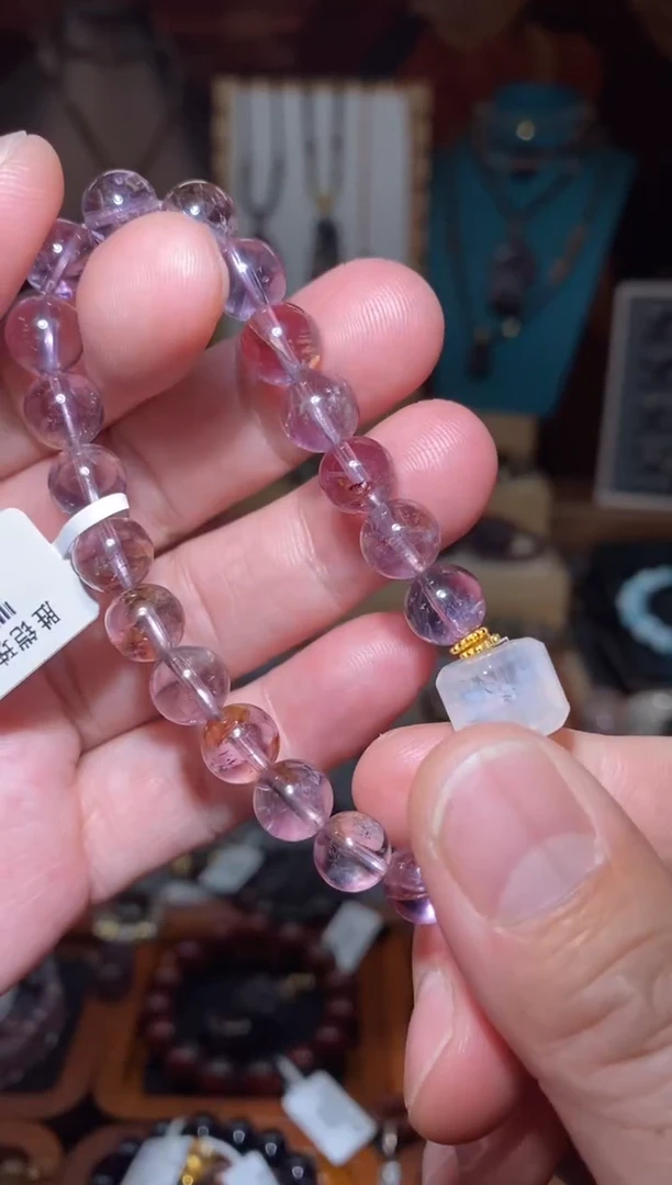 【闪购商品】水晶胶花+蓝针银S925镶嵌手串