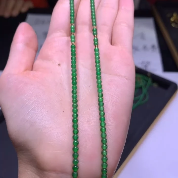 【逍遥】18K天然A货翡翠圆珠项链*705/7941/多样性发/1件