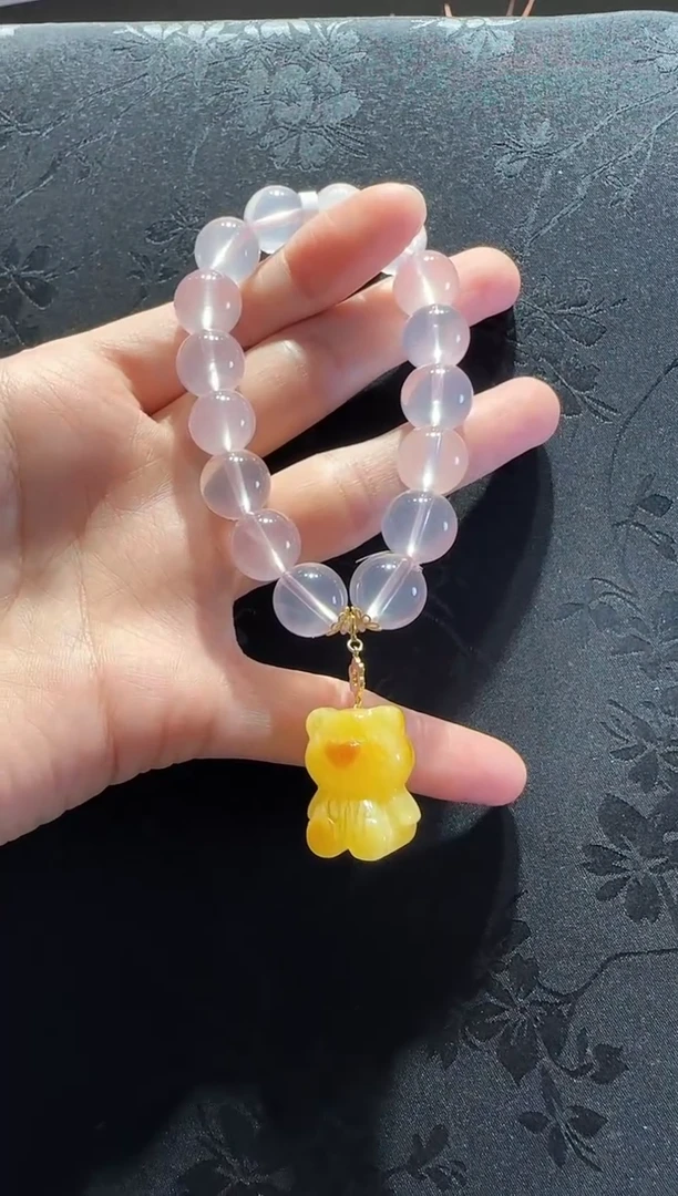 水晶手串18K金镶嵌小熊款