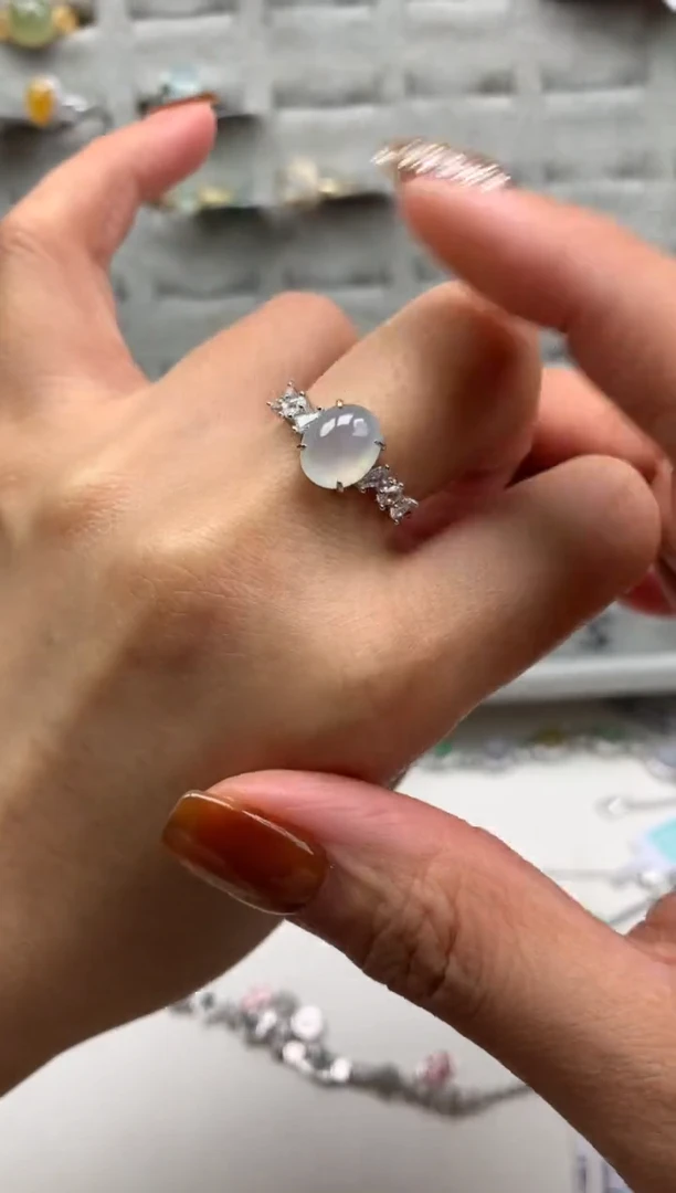 银S925镶嵌戒指翡翠5