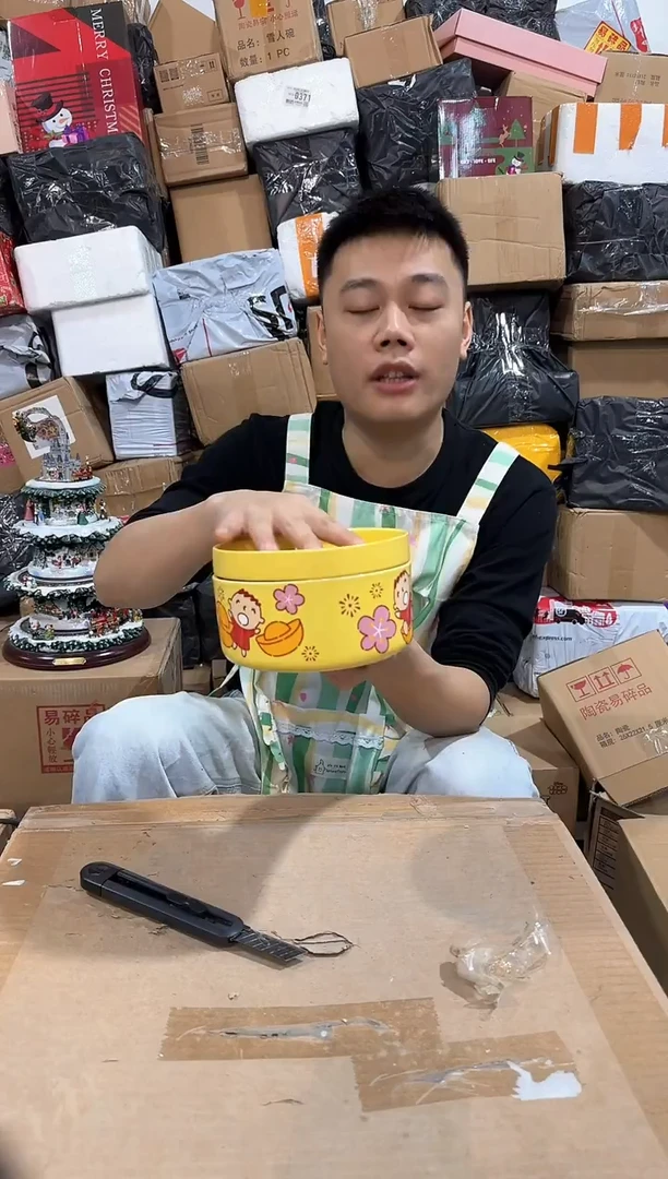 瓷片大口仔带盖碗