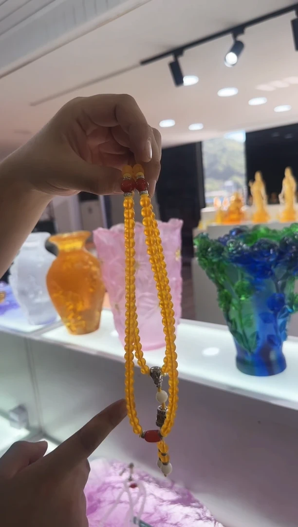 手工艺品琉璃108颗珠金色