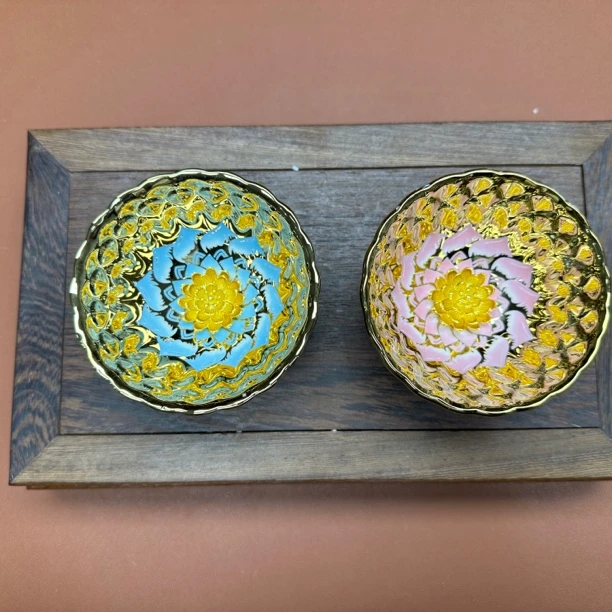 （双金色）金玉满堂莲花对杯 两只装高端茶器 手工 创意文化杯子