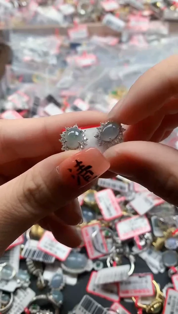 银S925镶嵌戒指翡翠天然A货缅甸翡翠