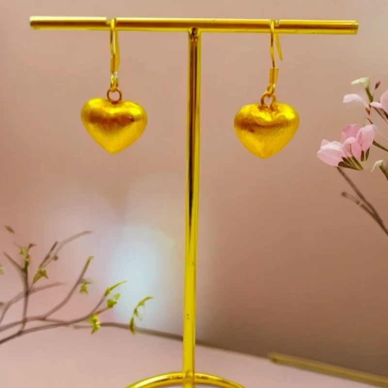 铜合金耳饰 5D拉丝爱心耳环桃心设计时尚耳饰ins0284