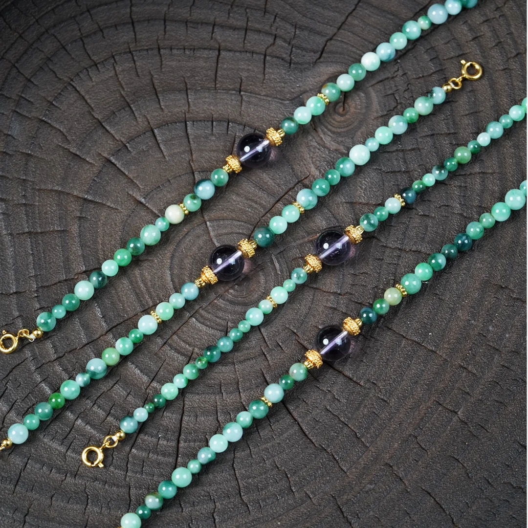 【锦钰珠宝】S925银镶天然翡翠时尚百搭手串 JY-S-23(多样性发其一)