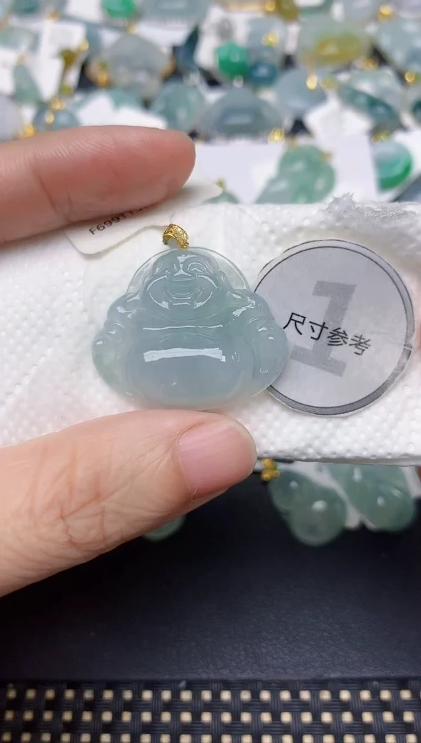 颈饰18K金镶嵌翡翠天然缅甸A货翡翠