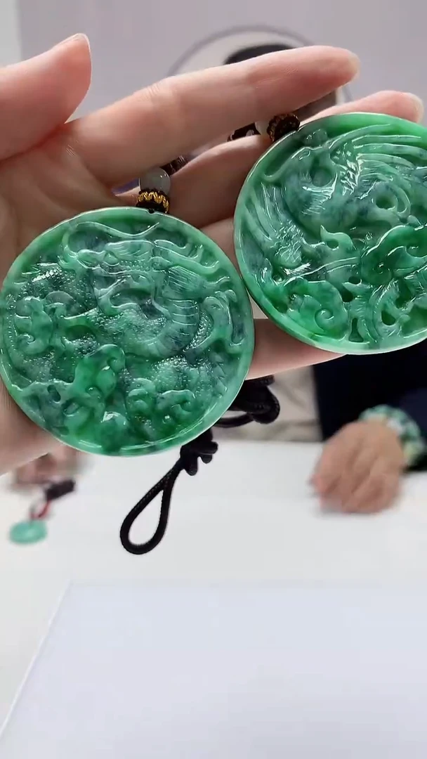 【闪购商品】定制翡翠未镶嵌4969zm-毛货一对龙凤22