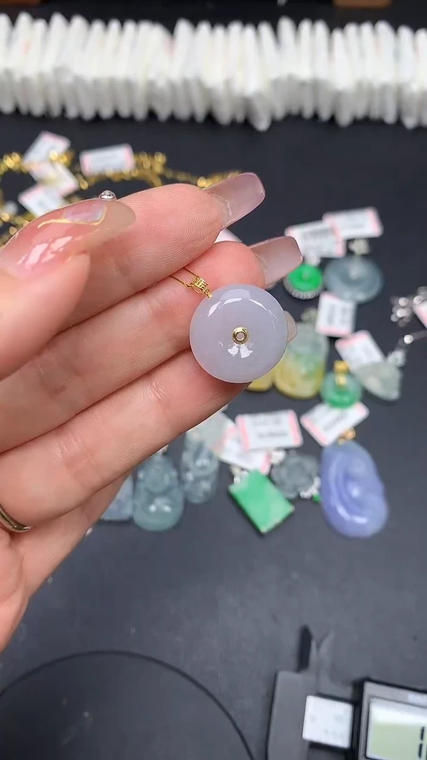 翡翠18K金镶嵌吊坠(不含链)MS194405