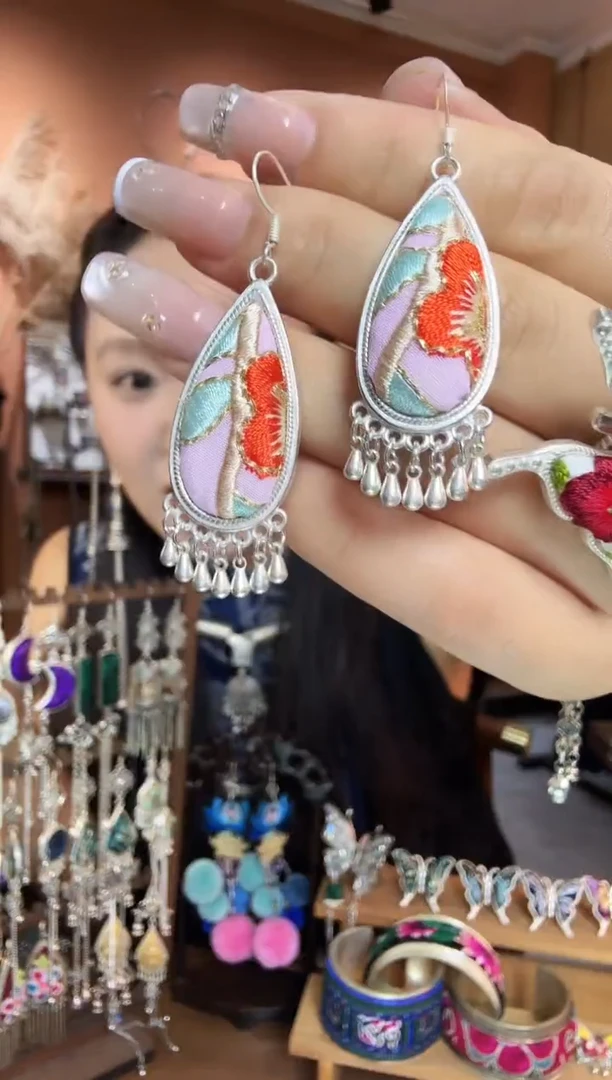 刺绣纯手工民族风耳环