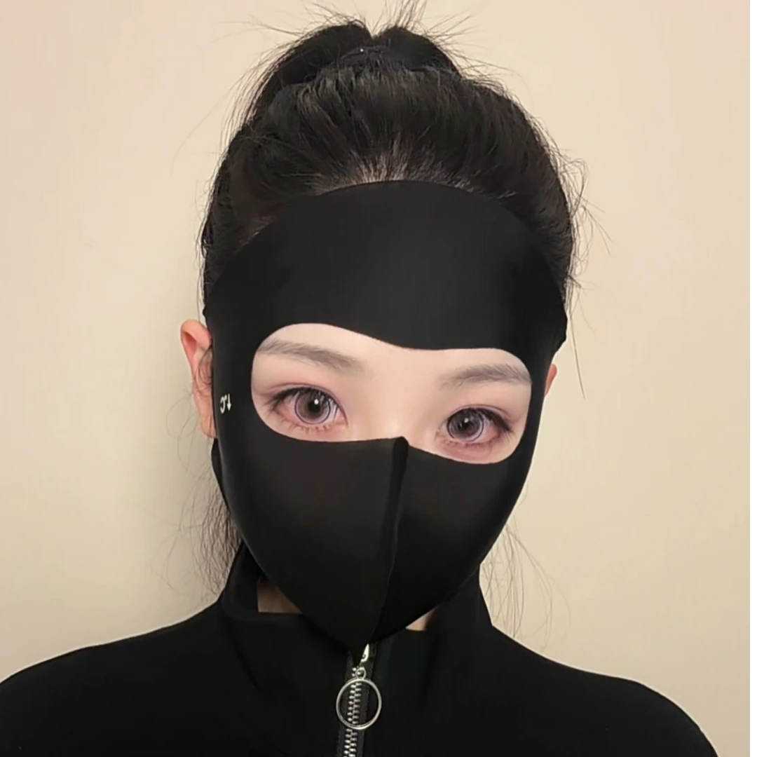 一片式无痕脸基尼冰丝面罩全脸遮阳口罩女防紫外线夏骑行防护