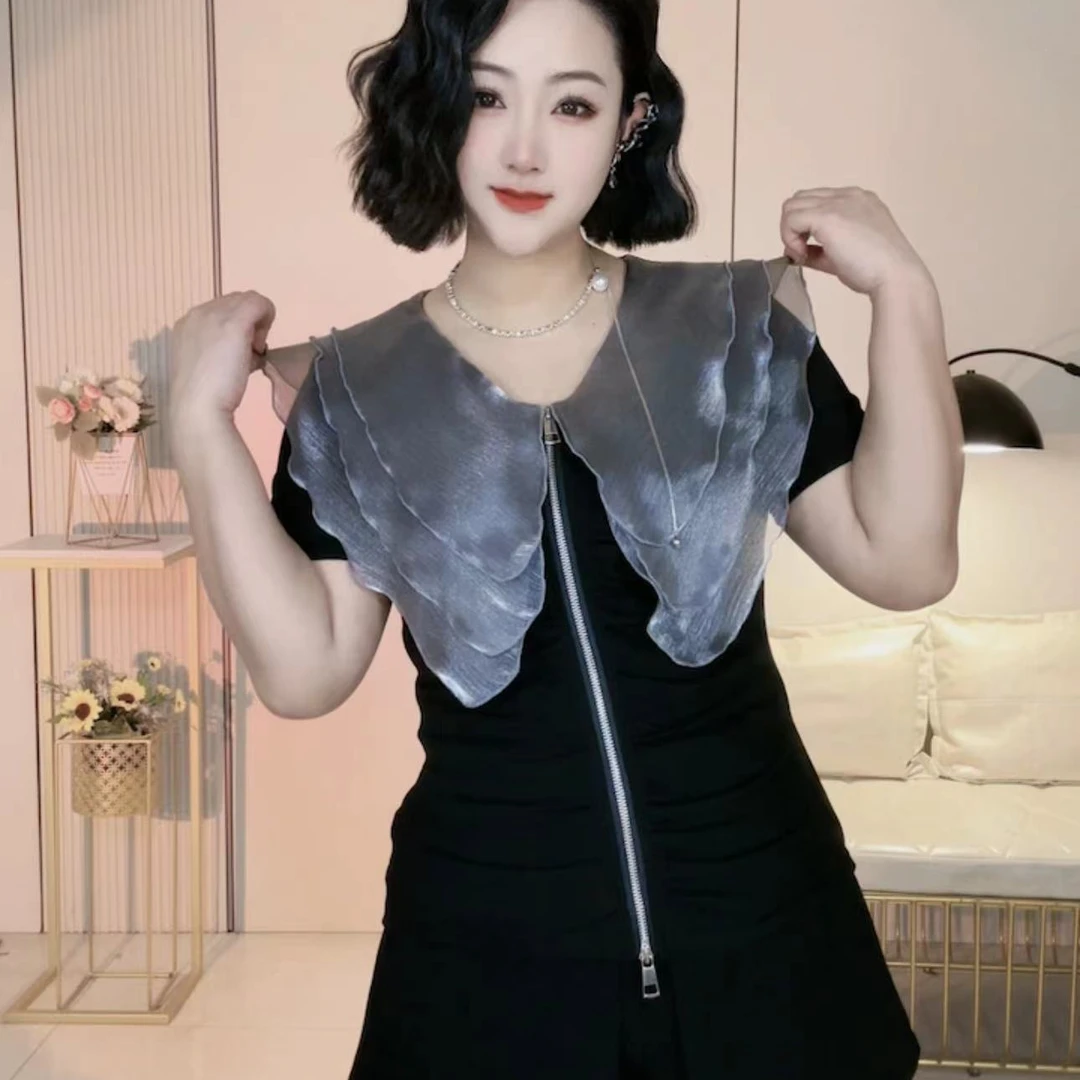 蕾丝显瘦气质短款时尚百搭夏季设计感