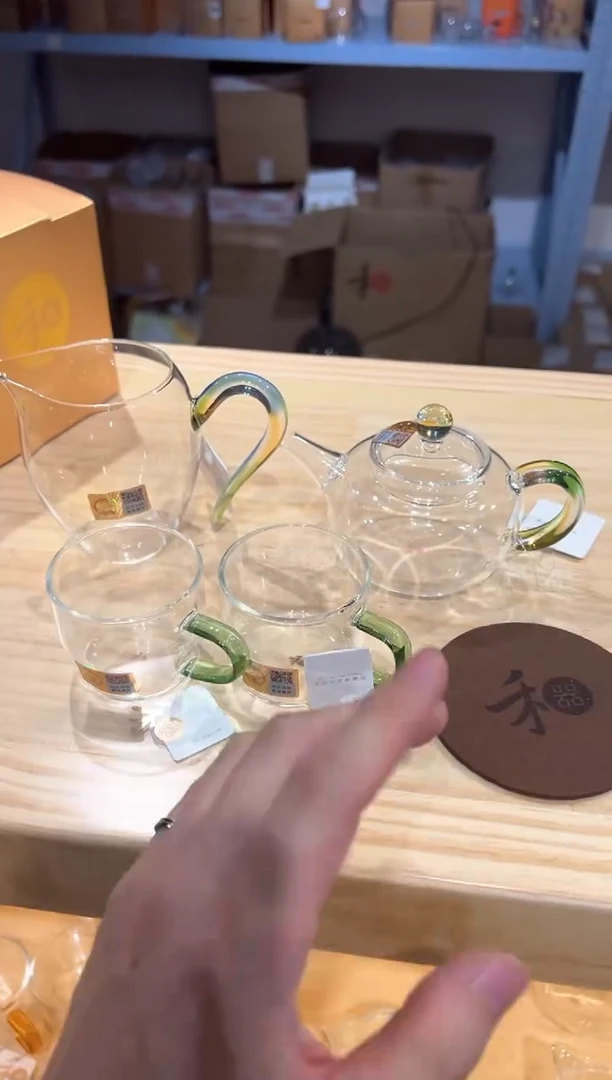 禾器-怡然茶海-迷翠+禾器-简逸壶-迷翠+清禾杯湖绿2只+禾器杯垫
