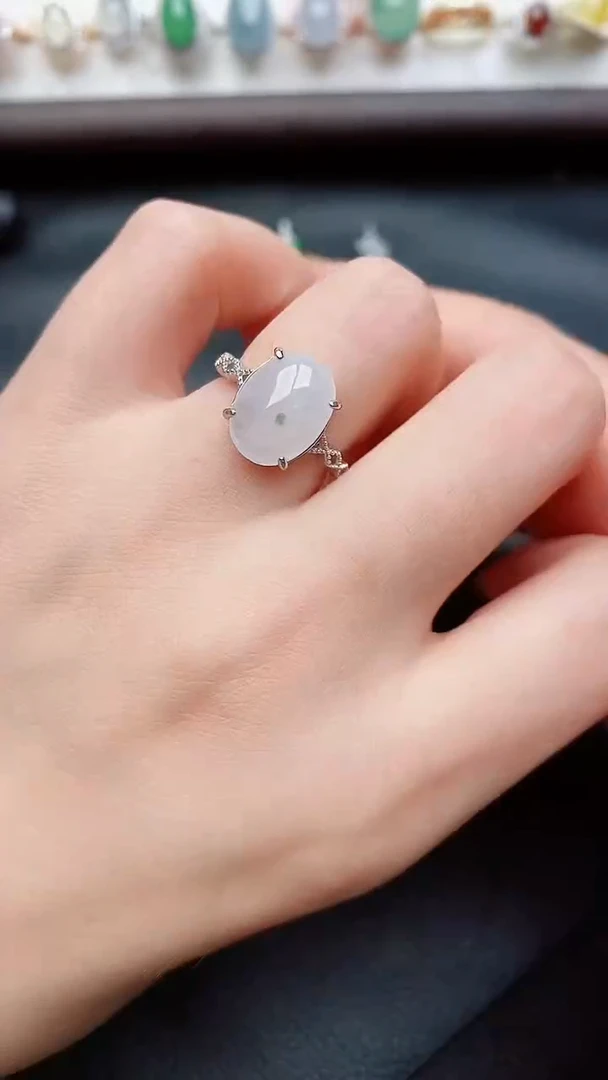 银S925镶嵌戒指翡翠...