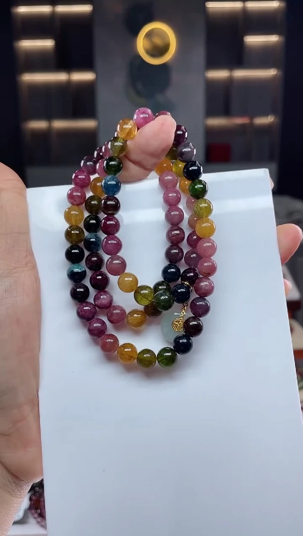 未镶嵌三圈手串碧玺（多样性发一条）Q