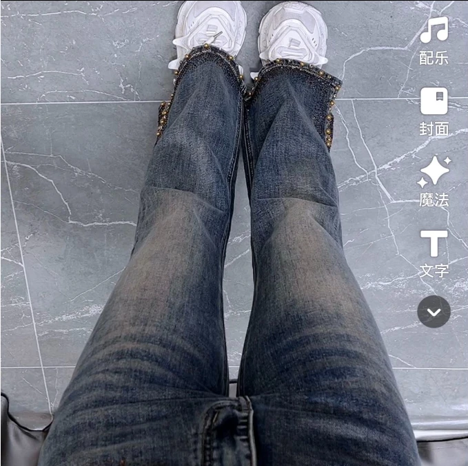 005385时尚新款牛仔微喇裤 无腰带