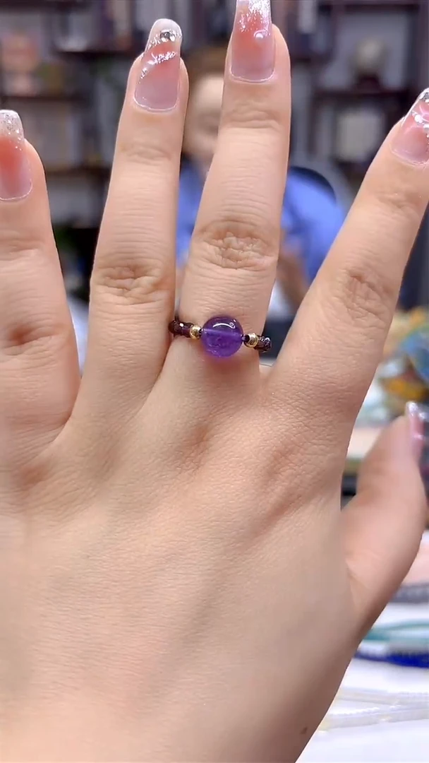 紫晶戒圈未镶嵌DIY款J109