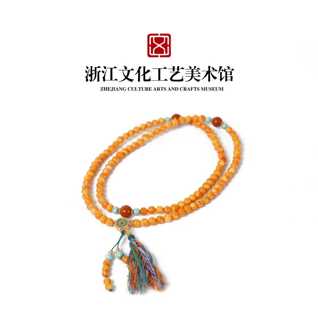 【蜜蜡】老蜡花蜡 妖花小圆珠 多圈长链项链