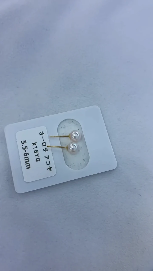18K金镶嵌耳饰海水珍珠5.5-6素钉