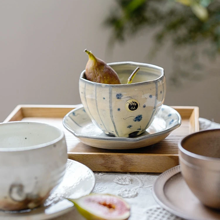 日本进口信乐烧粗陶粉引窑变手工捏制早餐杯茶杯咖啡杯茶碗品茗杯